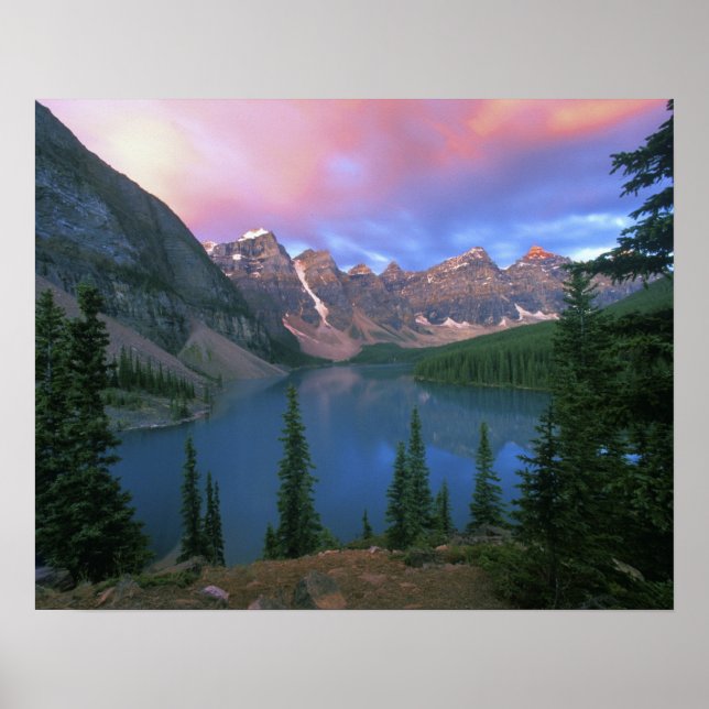 Póster Canadá, Alberta, Lago Moraine al amanecer, Banff (Frente)