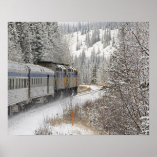 Póster Canadá, Alberta. Tren de nieve de VIA Rail entre