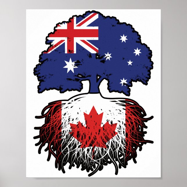 Póster Canadá Australia Australia Australia Roots de árbo (Frente)