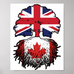 Póster Canadá Bandera de raíces de árboles británicos bri