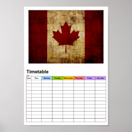Póster Canadá/bandera ondulada/Horario