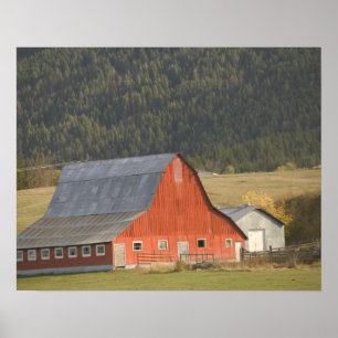 Póster CANADÁ, British Columbia, Enderby. Barn Rojo /