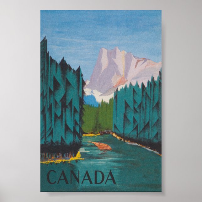 Póster Canadá, Canadá, Rockies, Viajes de época (Frente)