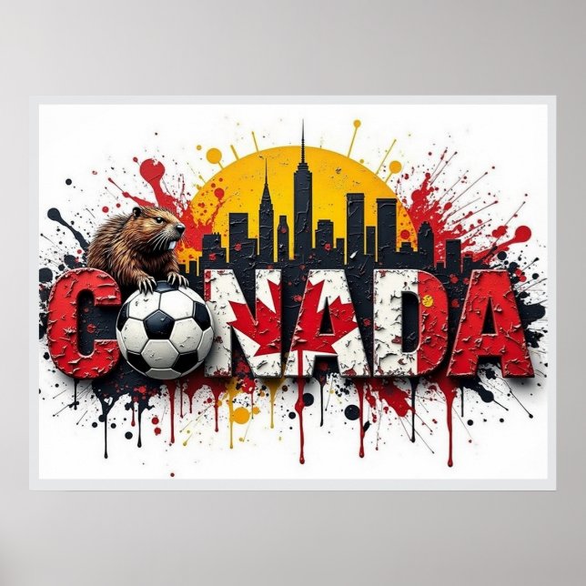 Póster Canada Football Citiscape Oil Painting Style Art (Frente)