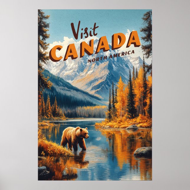 Póster Canada Grizzly Bear Travel Poster (Frente)