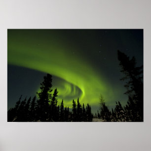 Póster Canadá, Manitoba Vista de aurora boreal y
