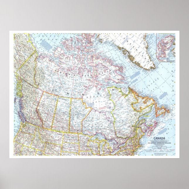 Póster " Canadá: MAP clásico de 1961 ... (Frente)