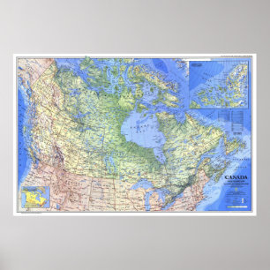 Póster " Canadá: Mapa detallado de 1985 ...