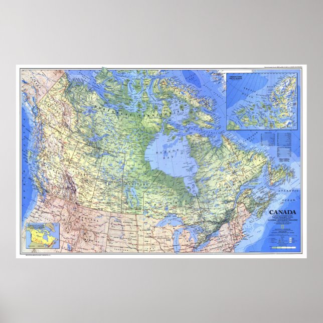 Póster " Canadá: Mapa detallado de 1985 ... (Frente)
