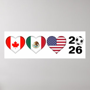 Póster Canadá, México, EE.UU., sede del Torneo de Fútbol
