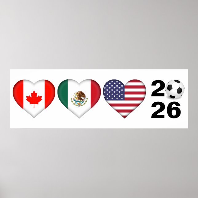 Póster Canadá, México, EE.UU., sede del Torneo de Fútbol  (Frente)
