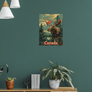 Póster Canadá Moose Vintage