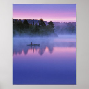 Póster Canada, Ontario, Algonguin Park, Canoeist on