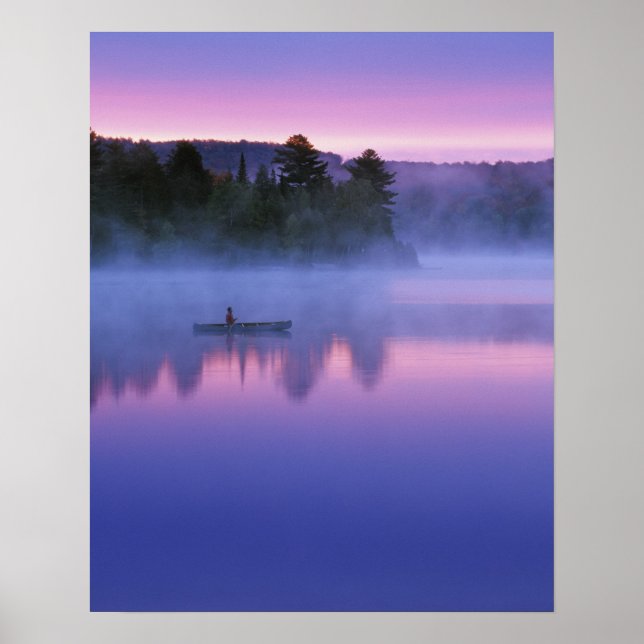 Póster Canada, Ontario, Algonguin Park, Canoeist on (Frente)