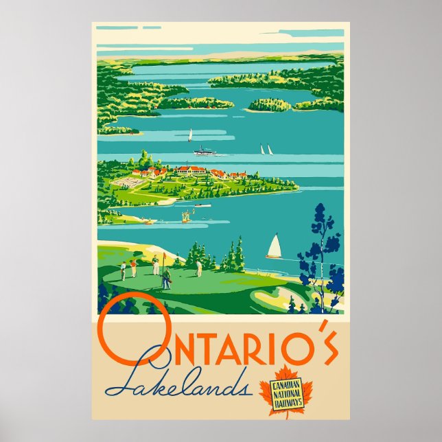 Póster Canadá Ontario Vintage Travel Poster (Frente)