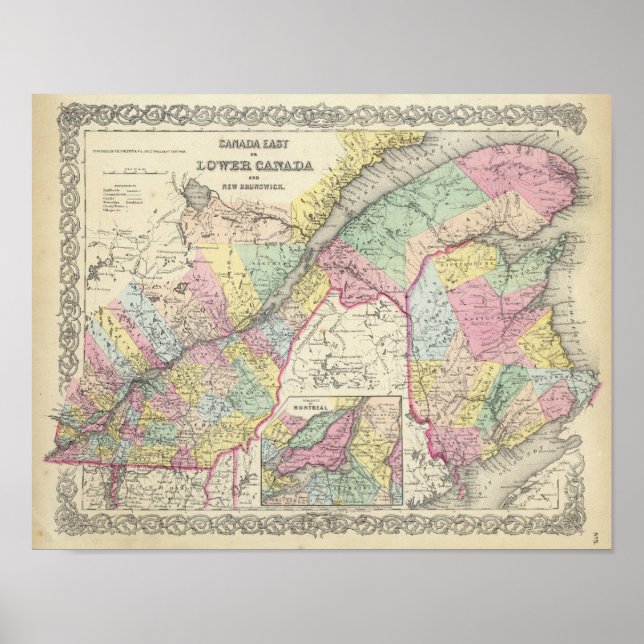 Póster Canadá Oriental O Baja Canadá Y Nueva Brunswick (Frente)