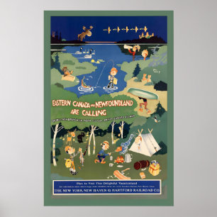 Póster Canadá Oriental y Terranova Quebec Nuevo