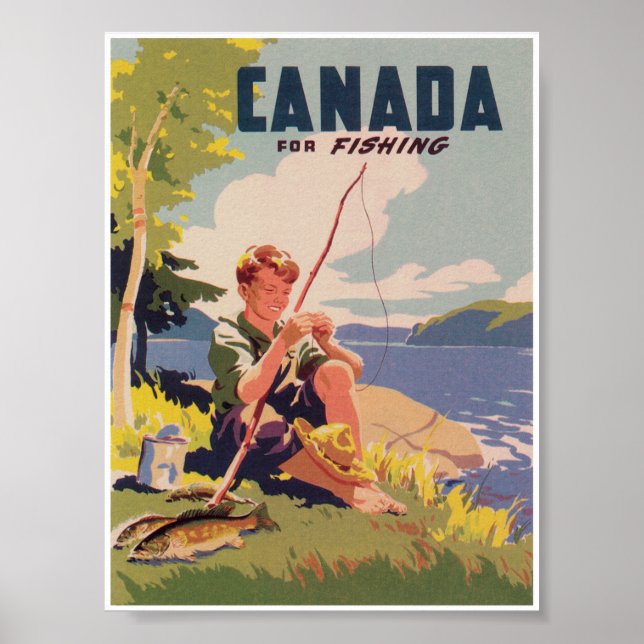 Póster Canadá: Poster De Viajes De Vintage Pesqueros (Frente)