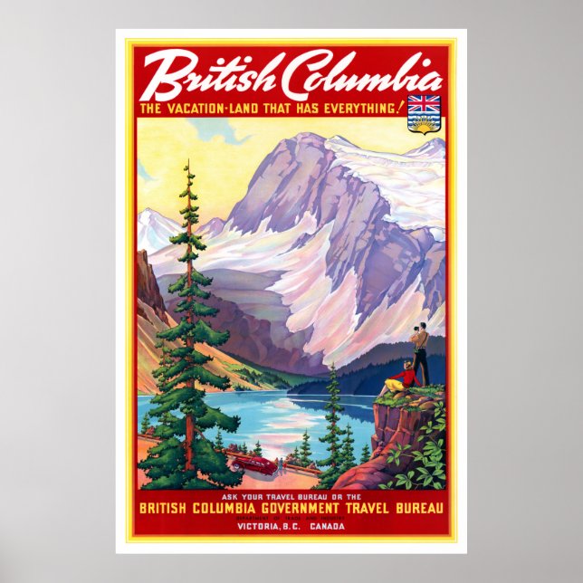 Póster Canadá: Reponen afiche vintage de Columbia Británi (Frente)