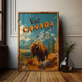 Póster Canadá Yukon Bison Poster - Viajes de época