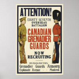 Póster Canadian Grenadier Guards WWI Recruitment Poster