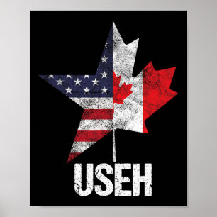 Póster Canadiense americano medio Useh Canadá bandera Est