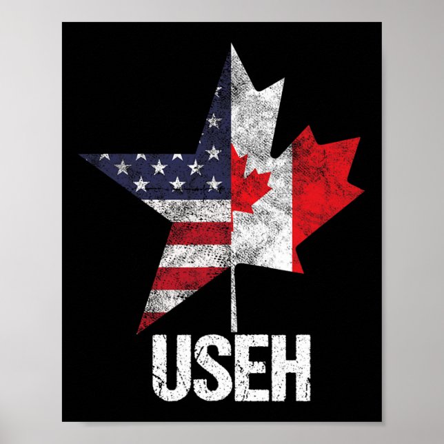 Póster Canadiense americano medio Useh Canadá bandera Est (Frente)