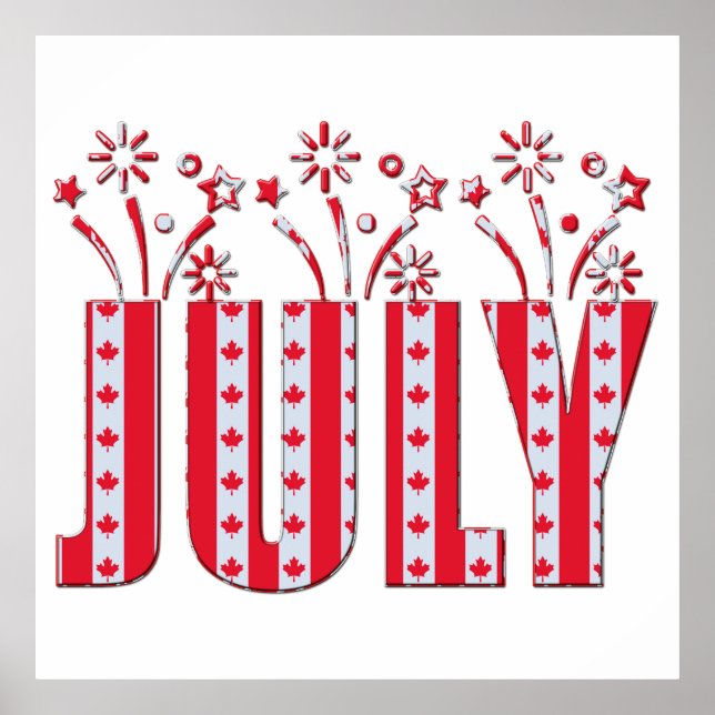 Póster Canadiense Maple Leaf Julio Feliz Día de Canadá (Frente)