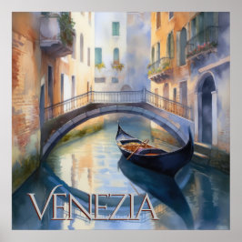 Póster Canal acuático mágico en los viajes de Venecia