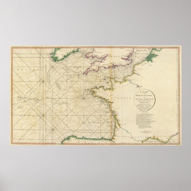 Póster Canal británico, Bahía de Vizcaya (Frente)