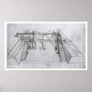 Póster Canal Construction Machine, Leonardo da Vinci