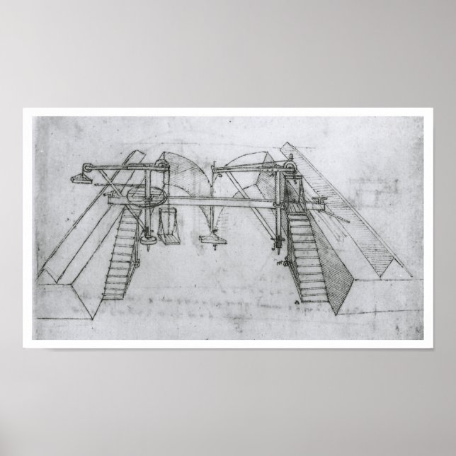 Póster Canal Construction Machine, Leonardo da Vinci (Frente)