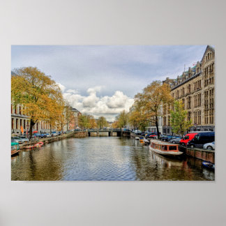 Póster Canal de agua de Ámsterdam