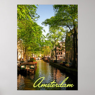 Póster Canal de Amsterdam en los Países Bajos