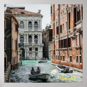 Póster Canal de Barco de Venecia