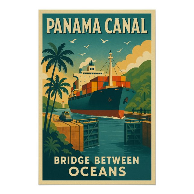 Póster Canal de Panamá - Puente entre océanos (Anverso)