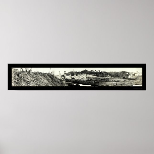 Póster Canal de Spillway Panamá Foto 1913 (Frente)