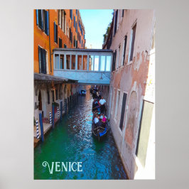 Póster Canal de Venecia Góndolas Cubiertas Pasarela Palaz