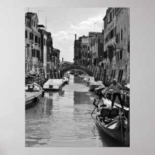 Póster Canal de Venecia Poster Blanco y negro