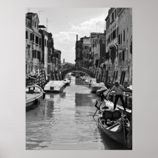 Póster Canal de Venecia Poster Blanco y negro