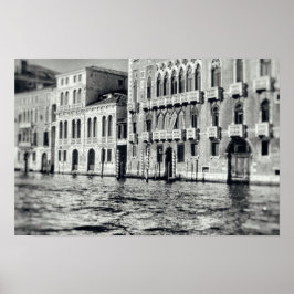 Póster Canal de Venecia Waterway Italia Edificio Blanco y