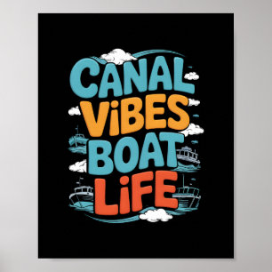 Póster Canal Holiday de barco estrecho vacaciones a bordo
