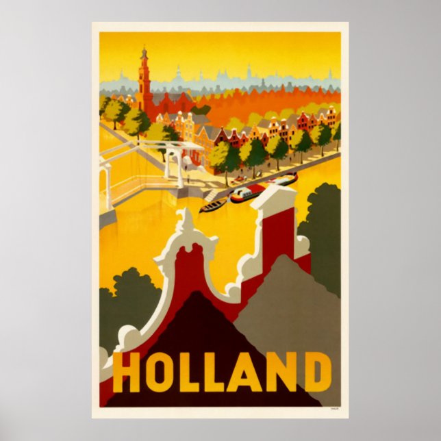 Póster Canal Holland | Poster de Viajes Vintage (Frente)