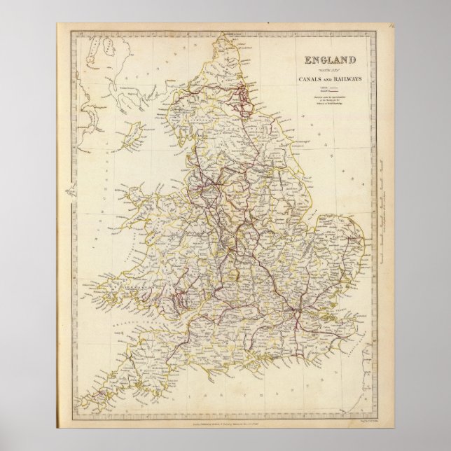 Póster Canales de Inglaterra, ferrocarril (Frente)