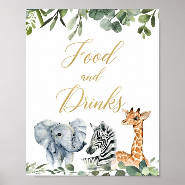Póster Canales de Safari para bebés ducha alimentos y beb (Frente)