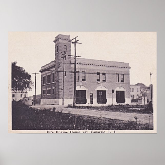 Póster Canarsie Brooklyn New York Fire Engine House 1910 (Frente)