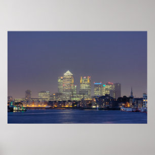 Póster Canary Wharf de noche