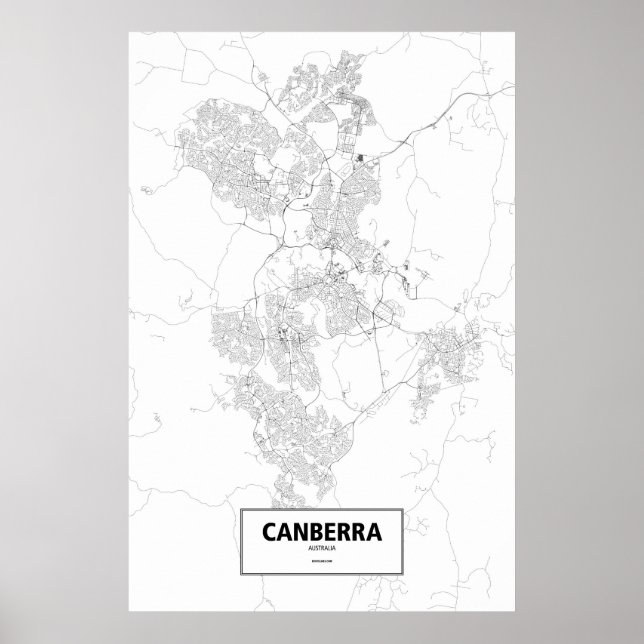 Póster Canberra, Australia (black on white) (Frente)