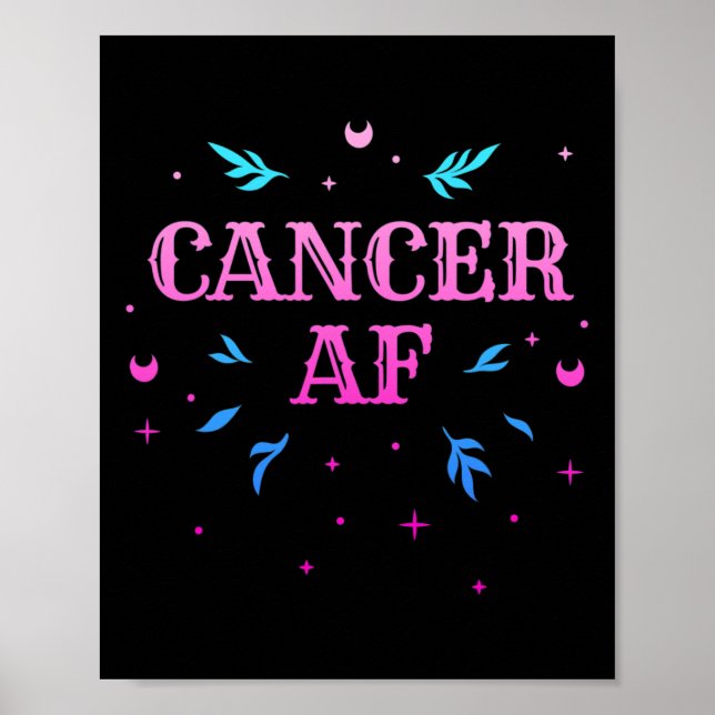 Póster Cáncer Af Cáncer Rosa Rótulo Zodiaco Horoscopio Na (Frente)