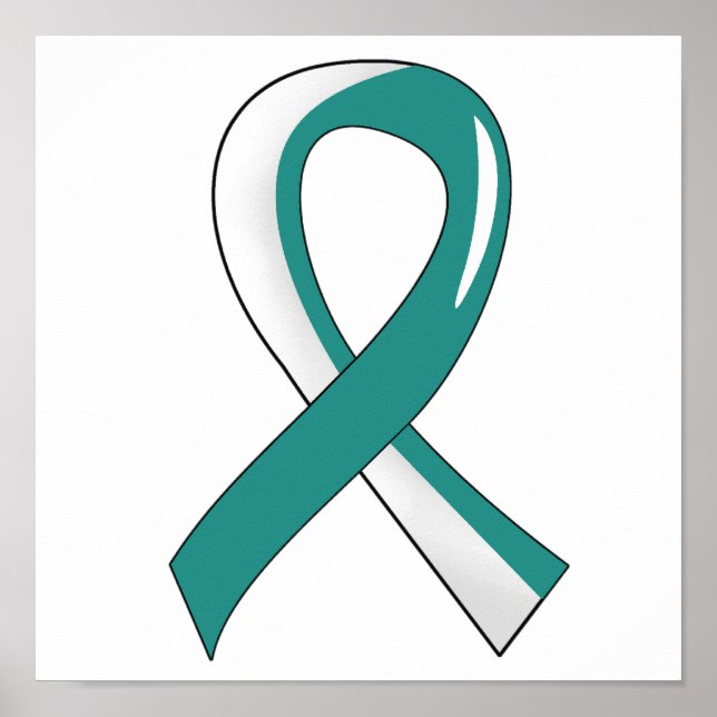 Póster Cáncer cervical Cinta blanca Verde azulada 3 (Frente)